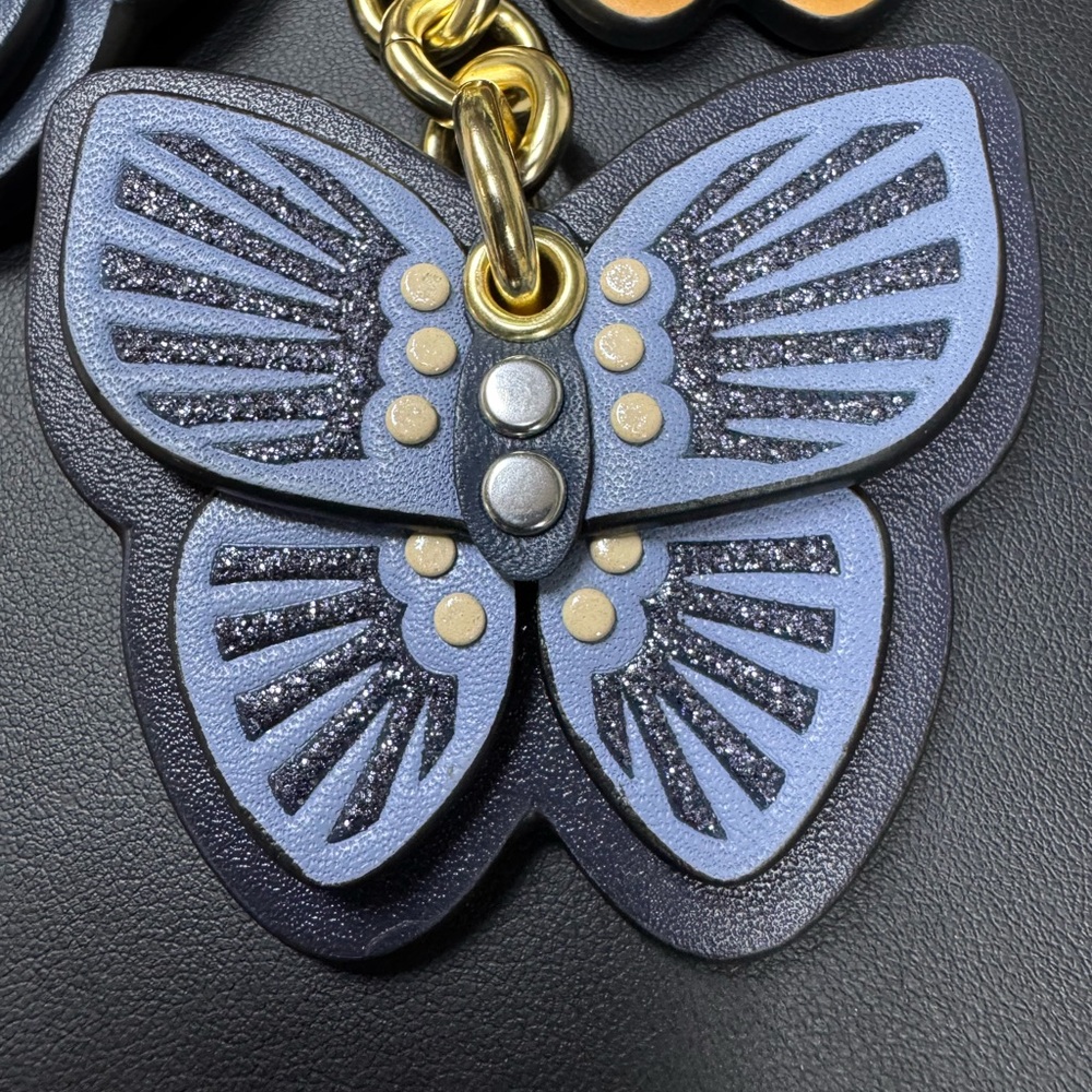 Coach $150 NWT Butterfly Cluster Bag Purse Charm C8224 Gold/Denim Multi - Picture 3 of 8